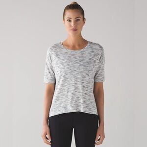 Lululemon Run It Out Tee short sleeve 6 Tiger Space Dye Black White gorpcore